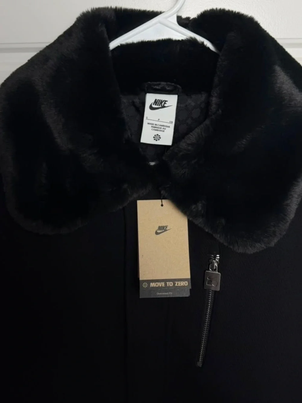 Nike Naomi Osaka Varsity Wool Jacket Women S Black Faux Fur NWT HV2058-010